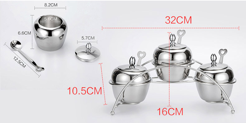 Stainless Steel Condiment Set with Spoon